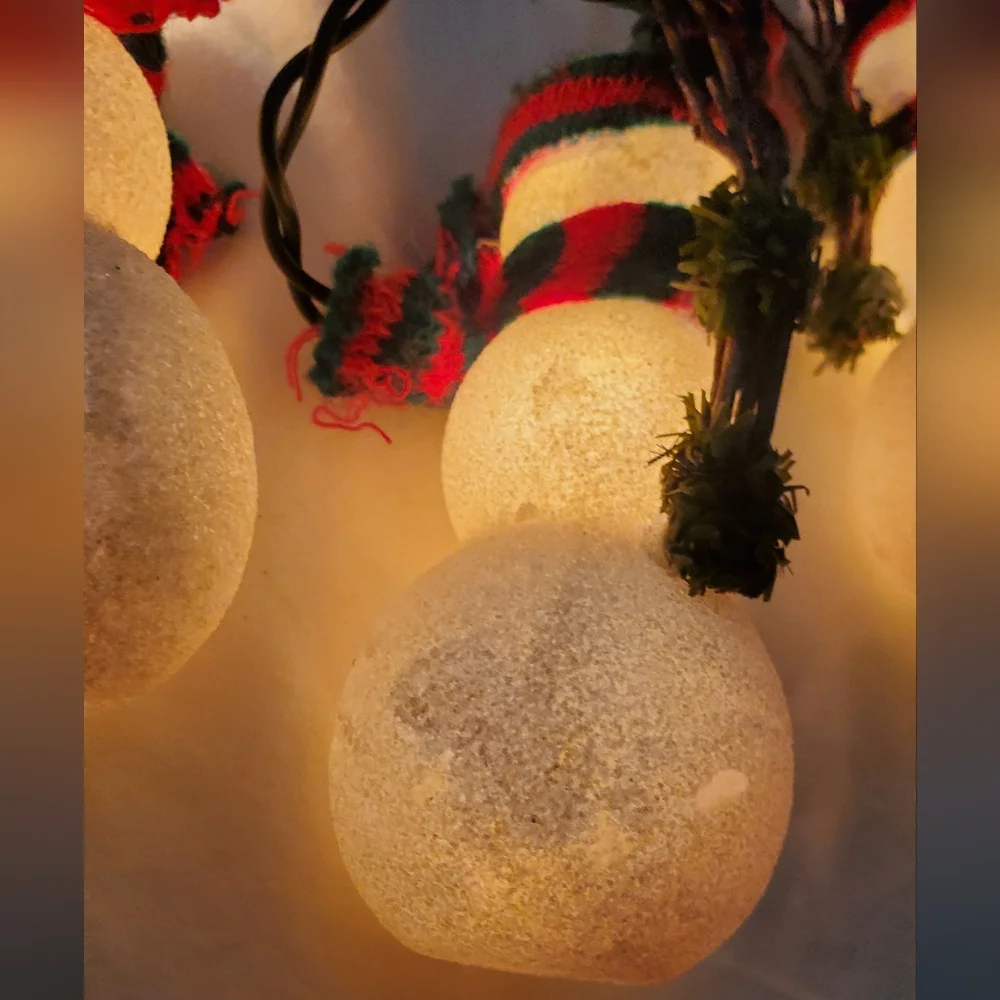 Christmas Snowman Light String Set Of 5 Figures Sparkly 10 Ft Long